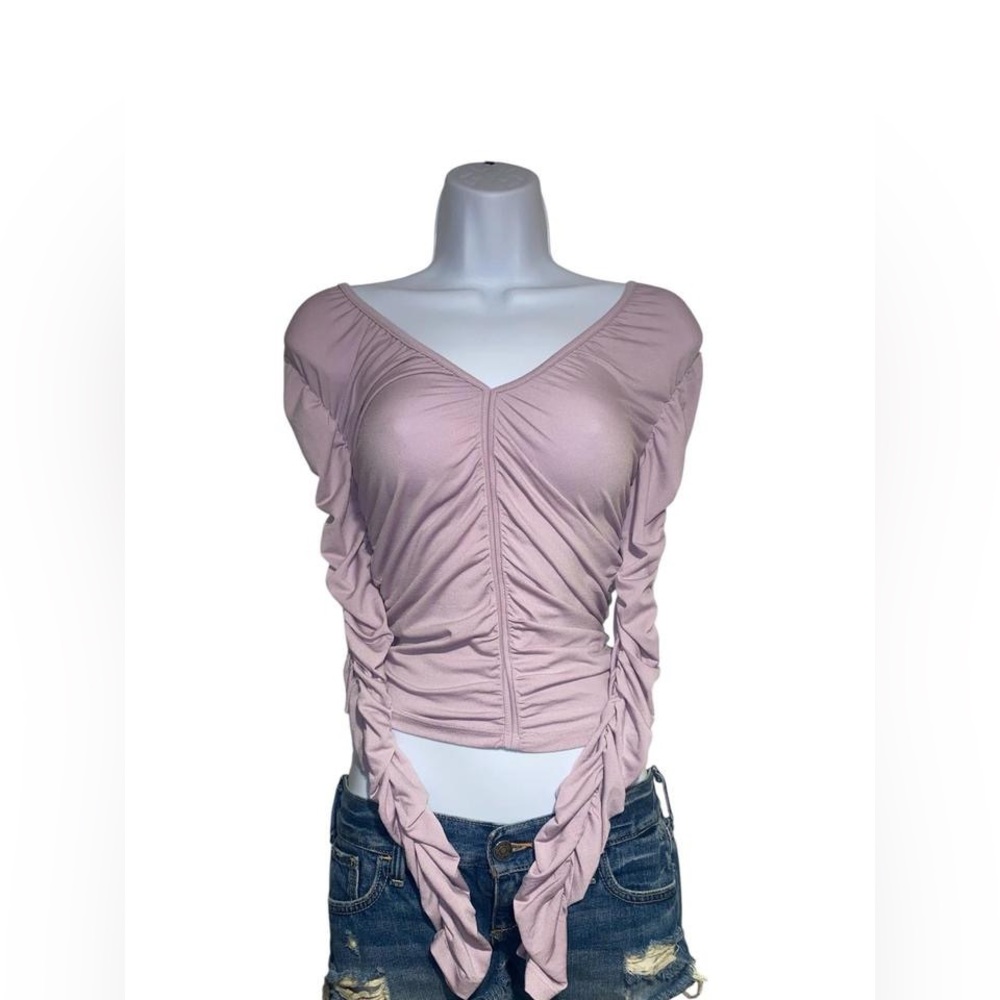 Lilac ruched long sleeve top